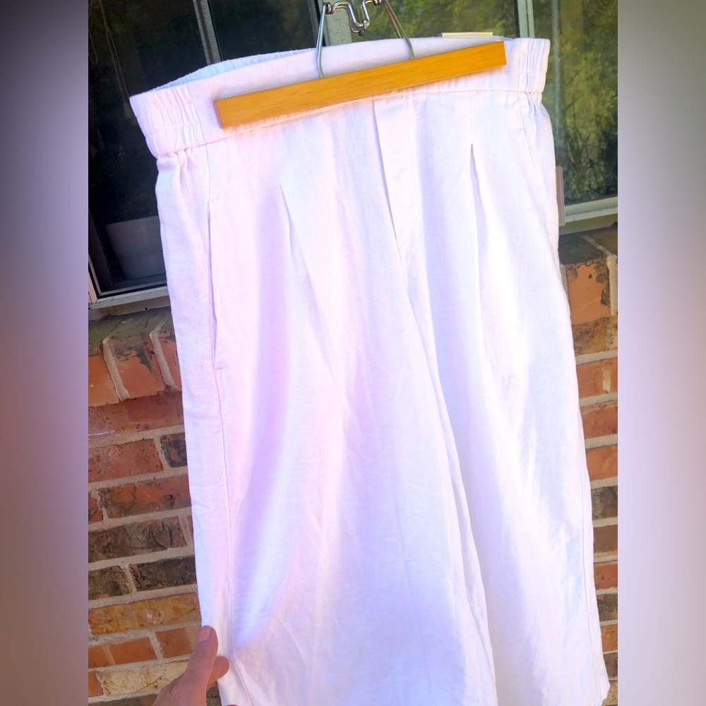 Jules & Leopold Pull On Wide Leg Crop Pants Rayon Linen Blend Womans Size Large - Picture 8 of 10